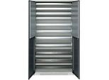Schäfer Shop Genius Magazinschrank FS, 5 OH, abschliessbar, 10 Fachböden, 2 Lochrasterplatten, bis 450 kg, B 1055 x T 520 x H 1950 mm, lichtgrau/anthrazitgrau