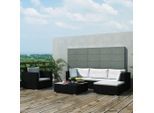 vidaXL 6-tlg. Garten-Lounge-Set mit Auflagen Poly Rattan Schwarz