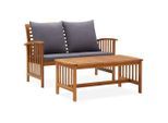 vidaXL 2-tlg. Garten-Lounge-Set mit Kissen Massivholz Akazie