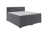 Carryhome Boxspringbett , Grau , Textil , H3 , 180x200 cm , gepolstertes Kopfteil, Topper durchgehend, in verschiedenen Größen erhältlich , Schlafzimmer, Betten, Boxspringbetten