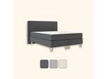 Emma Classic Boxspringbett 160x200 - beige - schwarze Füße