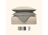 Emma Classic Baumwolle Bettbezug 140x200 Dunkelgrau - Beige