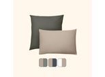 Emma Classic Baumwolle Polsterbezug 80x80 Dunkelgrau - Beige