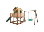 Ambia Garden Spielturm , Braun, Grün , Holz , Hemlocktanne , 613x291x277 cm , EN 71, CE, FSC 100% , Freizeit & Co, Gartenspielzeug, Spieltürme