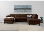 Wohnlandschaft SIT & MORE "Mellum U-Form", braun (dunkelbraun), B:306cm H:87cm T:212cm, 100% Polyester, Sofas, Wohnlandschaft, Federkern, wahlweise mit Bettfunktion, Stauraum und Armteilfunktion
