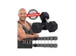 Miweba Sports Hexagon Kurzhanteln HGH100, Kurzhantel-Set, 2,5-15 kg, Gusseisen-Kern (Hantelpaar, 15 kg)