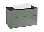 Villeroy und Boch Finion Waschtischunterschrank G64200GM 100x60,3x50,1mm, Wandbeleuchtung, Glass Black Matt, Olive Matt Lacquer