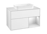 Villeroy und Boch Finion Waschtischunterschrank F661MTGF 100x60,3x50,1cm, Regal rechts White matt lacquer, Glossy white lacquer