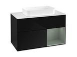 Villeroy und Boch Finion Waschtischunterschrank F661GMPH 100x60,3x50,1cm, Regal rechts Olive Matt Lacquer, Glossy Black Lacquer