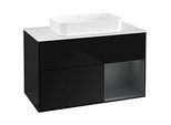 Villeroy und Boch Finion Waschtischunterschrank G661HGPH 100x60,3x50,1cm, Regal rechts Midnight Blue Matt Lacquer, Glossy Black Lacquer