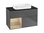 Villeroy und Boch Finion Waschtischunterschrank G652PCGK 100x60,3x50,1cm, Regal links Oak Veneer, Anthracite matt