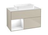 Villeroy und Boch Finion Waschtischunterschrank G651GFHH 100x60,3x50,1cm, Regal links Glossy white lacquer, Sand Matt Lacquer