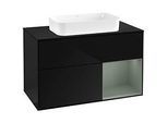 Villeroy und Boch Finion Waschtischunterschrank F662GMPH 100x60,3x50,1cm, Regal rechts Olive Matt Lacquer, Glossy Black Lacquer