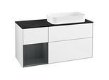 Villeroy und Boch Finion Waschtischunterschrank F682HGGF 120x60,3x50,1cm, Regal links Midnight Blue Matt Lacquer, Glossy white lacquer