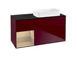 Villeroy und Boch Finion Waschtischunterschrank F682PCHB 120x60,3x50,1cm, Regal links Oak Veneer, Peony Matt