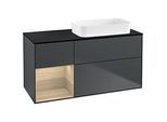 Villeroy und Boch Finion Waschtischunterschrank F682PCHG 120x60,3x50,1cm, Regal links Oak Veneer, Midnight Blue Matt Lacquer