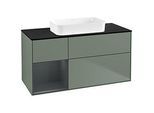 Villeroy und Boch Finion Waschtischunterschrank G702HGGM 120x60,3x50,1cm, Regal rechts Midnight Blue Matt Lacquer, Olive Matt Lacquer