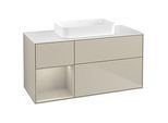 Villeroy und Boch Finion Waschtischunterschrank F701HHHH 120x60,3x50,1cm, Regal links Sand Matt Lacquer, Sand Matt Lacquer