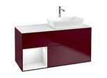 Villeroy und Boch Finion Waschtischunterschrank F801GFHB 120cm, Abdeckplatte white matt, Regale Glossy white lacquer, Peony Matt