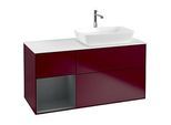 Villeroy und Boch Finion Waschtischunterschrank F801HGHB 120cm, Abdeckplatte white matt, Regale Midnight matt lacquer, Peony Matt