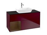 Villeroy und Boch Finion Waschtischunterschrank F822GNHB 120cm, Abdeckplatte black matt, Regale Walnut Veneer, Peony Matt