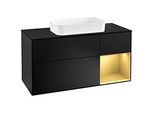 Villeroy und Boch Finion Waschtischunterschrank F302HFPD 120cm, Abdeckplatte black matt, Regal rechts Gold matt, Black matt lacquer