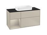 Villeroy und Boch Finion Waschtischunterschrank G292HHHH 120cm, Abdeckplatte black matt, Emotion, Regal links Sand Matt Lacquer, Sand Matt Lacquer