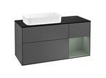 Villeroy und Boch Finion Waschtischunterschrank G282GMGK 120cm, Abdeckplatte black matt, Emotion, Regal rechts Olive Matt Lacquer, Anthracite matt