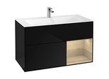Villeroy und Boch Finion Waschtischunterschrank F040PCPH 99,6x59,1x49,8cm, Regal rechts Oak Veneer, Glossy Black Lacquer