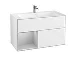 Villeroy und Boch Finion Waschtischunterschrank G030GJGF 99,6x59,1cm, Wandbeleuchtung, Regal links Light grey matt, Glossy white lacquer