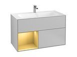 Villeroy und Boch Finion Waschtischunterschrank G030HFGJ 99,6x59,1cm, Wandbeleuchtung, Regal links Gold matt, Light grey matt