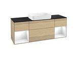 Villeroy und Boch Finion Waschtischunterschrank G742GFPC 160x60,3x50,1cm, Regale Glossy white lacquer, Oak Veneer