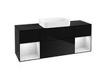 Villeroy und Boch Finion Waschtischunterschrank G742MTPH 160x60,3x50,1cm, Regale White matt lacquer, Glossy Black Lacquer