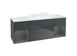 Villeroy und Boch Finion Waschtischunterschrank F741GKHG 160x60,3x50,1cm, Regale Anthracite matt lacquer, Midnight Blue Matt Lacquer