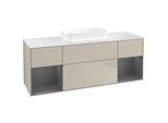 Villeroy und Boch Finion Waschtischunterschrank F741GKHH 160x60,3x50,1cm, Regale Anthracite matt lacquer, Sand Matt Lacquer