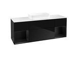 Villeroy und Boch Finion Waschtischunterschrank F741PDPH 160x60,3x50,1cm, Regale Black matt lacquer, Glossy Black Lacquer