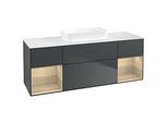 Villeroy und Boch Finion Waschtischunterschrank F741PCHG 160x60,3x50,1cm, Regale Oak Veneer, Midnight Blue Matt Lacquer
