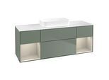 Villeroy und Boch Finion Waschtischunterschrank F741HHGM 160x60,3x50,1cm, Regale sand matt lacquer, Olive Matt Lacquer