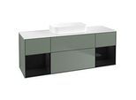 Villeroy und Boch Finion Waschtischunterschrank F741PHGM 160x60,3x50,1cm, Regale Glossy black lacquer, Olive Matt Lacquer
