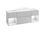 Villeroy und Boch Finion Waschtischunterschrank F741GFGJ 160x60,3x50,1cm, Regale Glossy white lacquer, Light grey matt