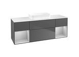 Villeroy und Boch Finion Waschtischunterschrank F741GJGK 160x60,3x50,1cm, Regale Light grey matt lacquer, Anthracite matt