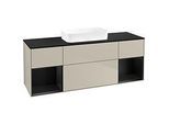 Villeroy und Boch Finion Waschtischunterschrank F742PDHH 160x60,3x50,1cm, Regale Black matt lacquer, Sand Matt Lacquer