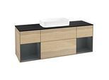 Villeroy und Boch Finion Waschtischunterschrank F742HGPC 160x60,3x50,1cm, Regale Midnight matt lacquer, Oak Veneer