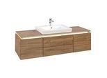 Villeroy und Boch Legato Waschtischunterschrank B682L0RH 120x38x50cm, Waschtisch mittig, mit LED-Beleuchtung, Kansas Oak
