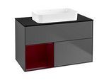 Villeroy und Boch Finion Waschtischunterschrank F652HBGK 100x60,3x50,1cm, Regal links Peony, Anthracite matt