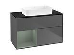 Villeroy und Boch Finion Waschtischunterschrank F652GMGK 100x60,3x50,1cm, Regal links Olive Matt Lacquer, Anthracite matt