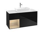 Villeroy und Boch Finion Waschtischunterschrank G821PCPH 120cm, Abdeckplatte white matt, Emotion, Regale Oak Veneer, Glossy Black Lacquer