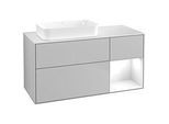 Villeroy und Boch Finion Waschtischunterschrank F691GFGJ 120x60,3x50,1cm, Regal rechts Glossy white lacquer, Light grey matt