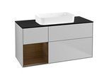 Villeroy und Boch Finion Waschtischunterschrank F702GNGJ 120x60,3x50,1cm, Regal links Walnut veneer, Light grey matt
