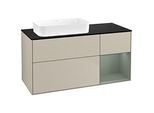 Villeroy und Boch Finion Waschtischunterschrank G692GMHH 120x60,3x50,1cm, Regal rechts Olive Matt Lacquer, Sand Matt Lacquer